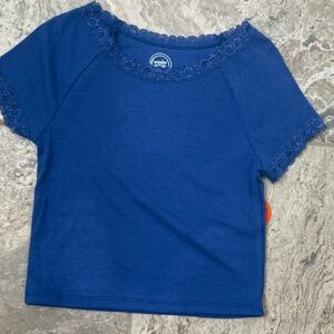 NWT Size XS (4-5) Blue Lace Trim Top